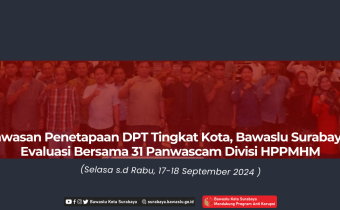 Jelang Pengawasan Penetapaan DPT Tingkat Kota, Bawaslu Surabaya Gelar Rapat Evaluasi Bersama 31 Panwascam Divisi HPPMHM